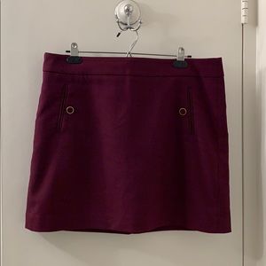 Maroon Shift Skirt with Pockets and Gold Buttons